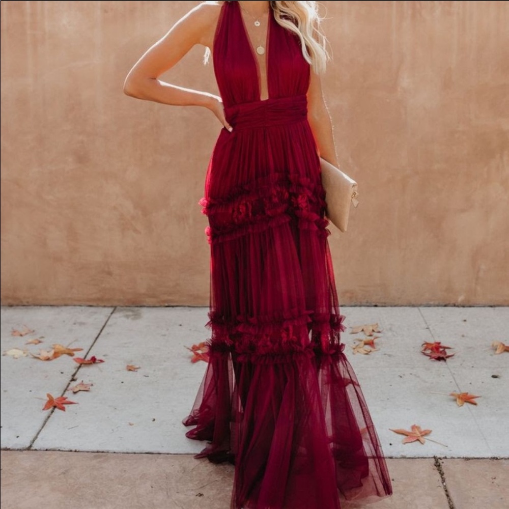 Sheer red/burgundy dress